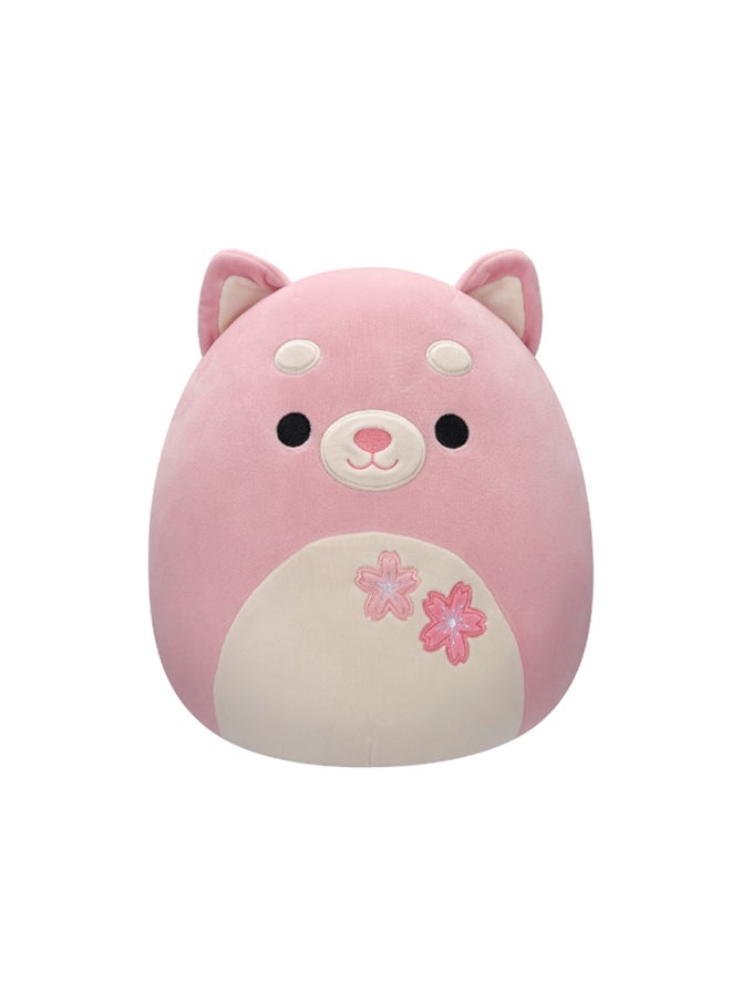 Squishmallows 12 inch Medium Plush Etude Pink Shiba with Sakura Flowers Officially Licensed Kellytoy Plush Toy Colorful Soft Gift for Kids Girls & Boys Washable Squishy Stuff Toy Multicolor All Age  - Image 1