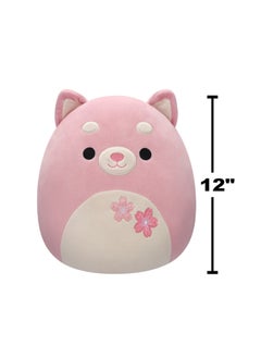 Squishmallows 12 inch Medium Plush Etude Pink Shiba with Sakura Flowers Officially Licensed Kellytoy Plush Toy Colorful Soft Gift for Kids Girls & Boys Washable Squishy Stuff Toy Multicolor All Age  - Image 5