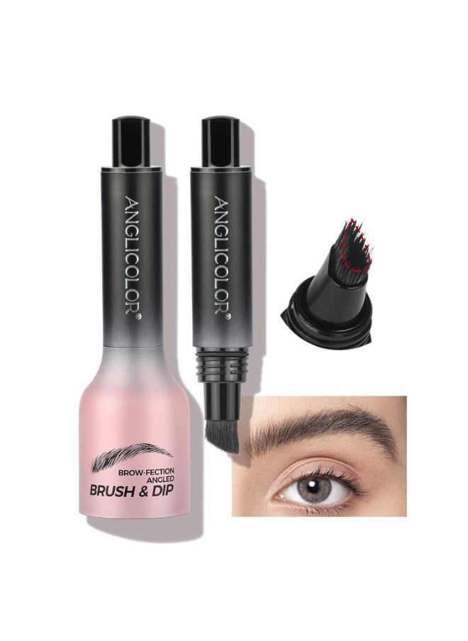Anglicolor Upgraded Liquid Microblading Eyebrow Pen,Teardrop Angled Micro Eyebrow Brush To Microblading Eyebrow,Hair-Like Strokes,Natural Easy To Color Long Lasting Quick Drying (#06Grayblack)  - Image 1