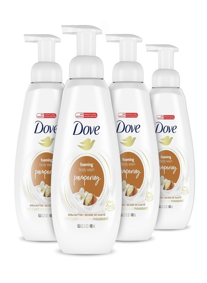 Dove Instant Foaming Body Wash Shea Butter with Warm Vanilla Pack of 4 with NutriumMoisture Technology Effectively Washes Away Bacteria While Nourishing Your Skin 13.5 oz - Image 1