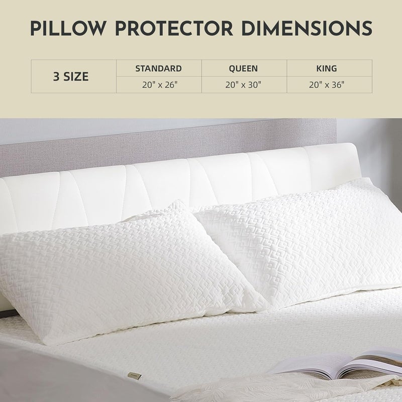 CoolShields Waterproof Pillow Protector Zippered (2 Pack) Standard, Hypoallergenic Pillow Cover for a Better Sleep, Premium Pillowcase Encasement - Image 4