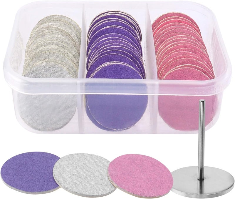 Mesee 60Pcs Sanding Paper Discs for Pedicure 25mm Foot Grinder Sandpaper Replacement SelfAdhesive Foot File Sandpaper Disk Pad with Metal Nail Drill Bit for Manicure Pedicure Dead Skin Callus Removal