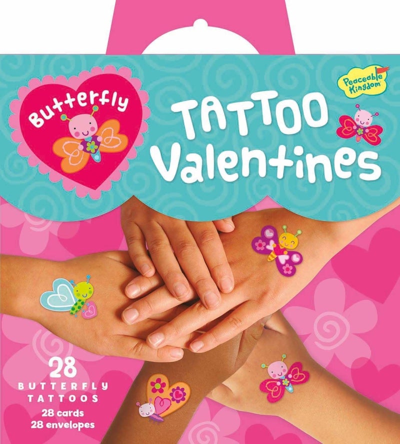 Peaceable Kingdom Press Butterfly Temporary Tattoo Super Valentine Card Pack