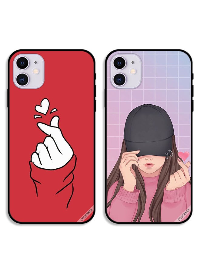 Covernex Two Cases For Apple iPhone 12 Protective Covers Snap Love Cap Girl - Image 1