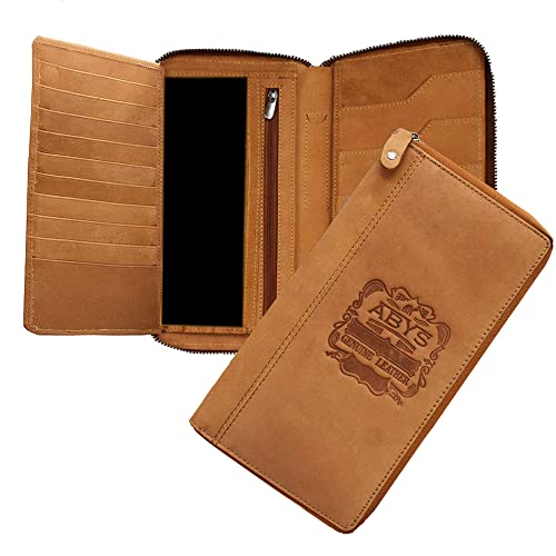 ABYS Hunter Leather RFID Protected Tan Passport Holder for Men and Women| Card Holder|Passport Pouch|Family Travel Wallet - Image 1