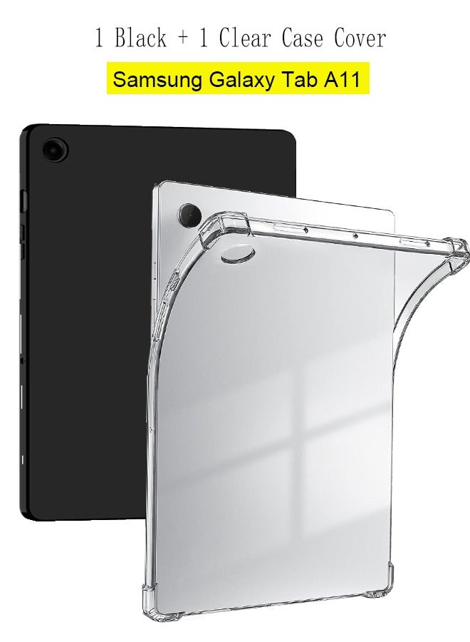 eGreen99 2-in-1 for Samsung Galaxy Tab A11 / A9 8.7 inch Thin Soft Tablet Protective Case, Anti Drop Protection, Anti Fingerprint, Durable, Easy To Clean And Install, Frosted Protective Case+Transparent Four Corner Anti Drop Protective Case（black+Clear） - Image 1