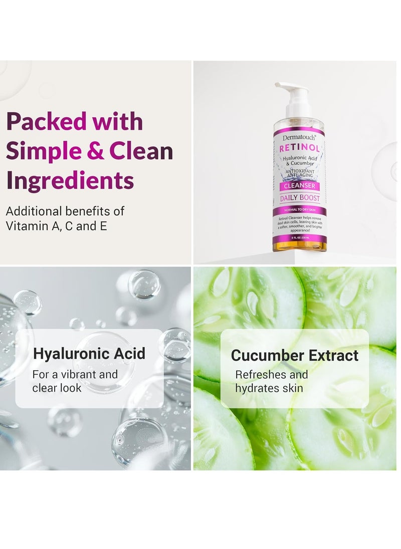 DERMATOUCH DERMATOUCH Retinol Face Cleanser, 8 oz - Hyaluronic Acid, Cucumber & Vitamins - Made in America  - Image 2