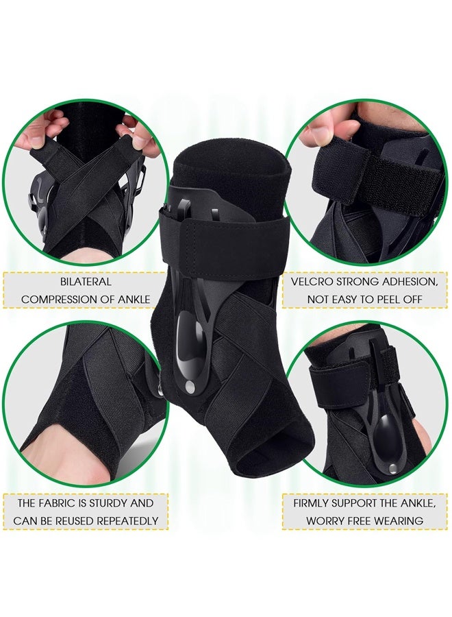 Ankle Support Brace with X-shaped Cross-fixing Compression Sleeve Lace Up Ankle Brace for Men and Women, Ankle Wrap Suitable for Running, Sports (Black) - Image 3