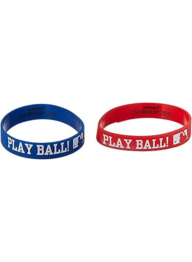 Amscan Mlb Rubber Bracelets 2 1/2 " X 1/2" Red And Blue 12 Pcs - Image 1