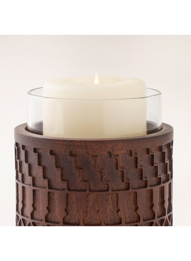 Homez Wooden Candle Holder Roshn Collection, 11*11*12.5Cm - Image 3