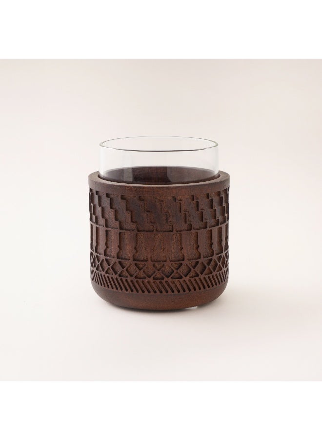 Homez Wooden Candle Holder Roshn Collection, 11*11*12.5Cm - Image 1