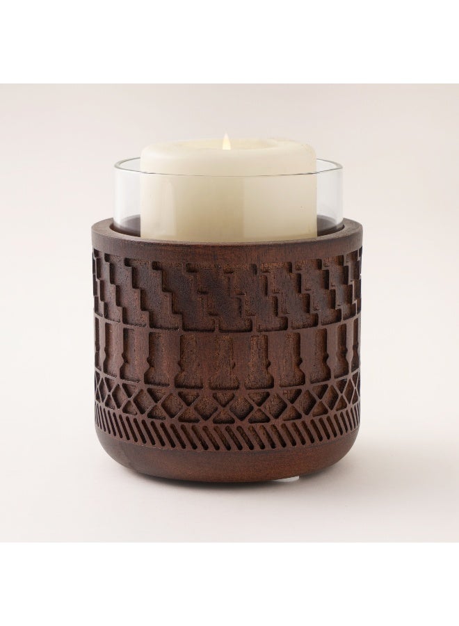 Homez Wooden Candle Holder Roshn Collection, 11*11*12.5Cm - Image 2