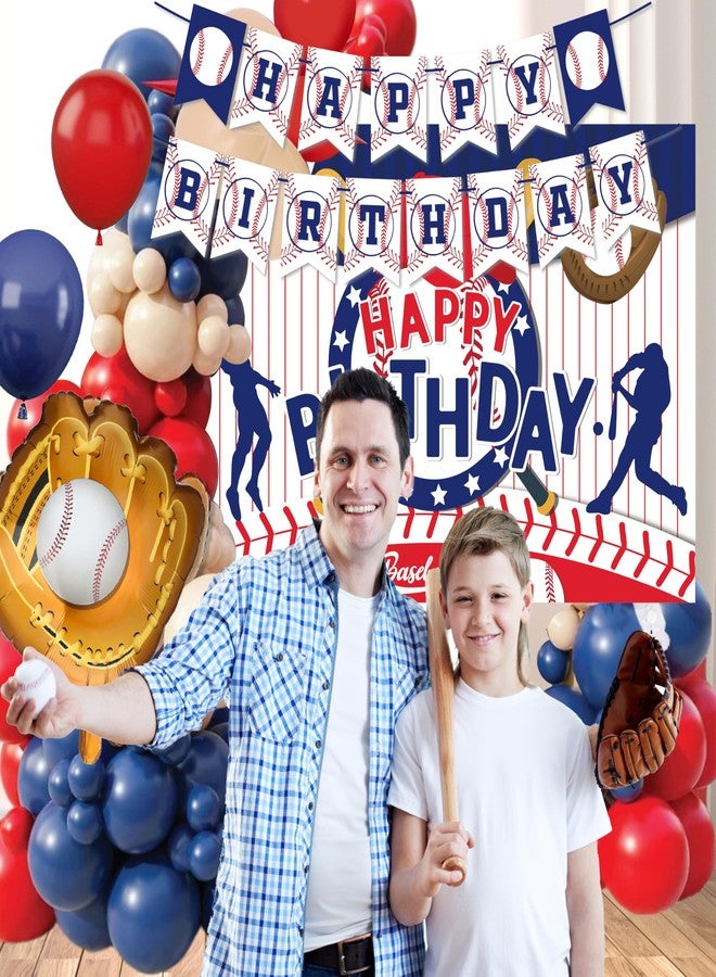 jenlion Baseball Party Decorations, Include Sport Themed Birthday Backdrop, Happy Birthday Banners, Baseball Balloons, Honeycomb Centerpiece for Baseball,baseball birthday decorations - Image 4