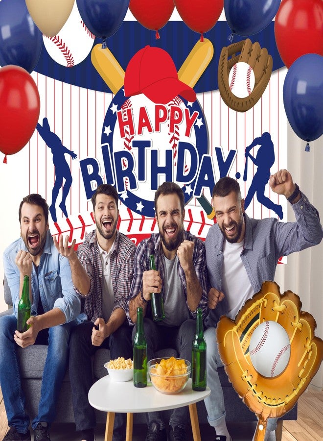jenlion Baseball Party Decorations, Include Sport Themed Birthday Backdrop, Happy Birthday Banners, Baseball Balloons, Honeycomb Centerpiece for Baseball,baseball birthday decorations - Image 3