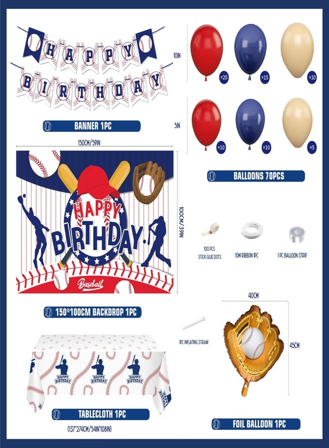 jenlion Baseball Party Decorations, Include Sport Themed Birthday Backdrop, Happy Birthday Banners, Baseball Balloons, Honeycomb Centerpiece for Baseball,baseball birthday decorations - Image 2