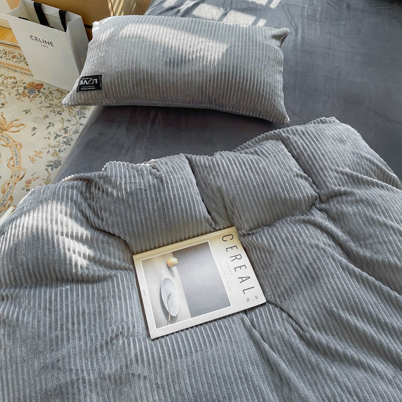 Winter Milk Velvet Four-Piece Set Class A Coral Velvet Bed Sheet Quilt Cover Flannel Quilt Cover Fleece-Lined Bed Three-Piece Set Autumn - Image 4