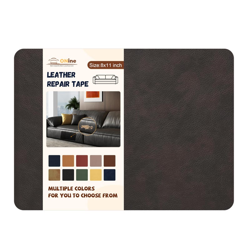 ONine Leather Repair PatchSelfAdhesive Couch PatchMulticolor Available Scratch Leather 8X11 Inch Peel and Stick for Sofas Car Seats Hand Bags JacketsNew Dark Brown