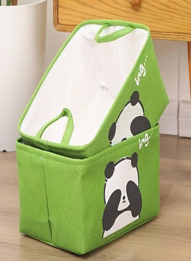 SWOPPERRY Decorative Storage Bin Large – Lime Green Panda Foldable Storage Basket with Handles for Closet & Shelf Organizing, Ideal for Toys, Clothes, Pet Supplies, and More - Image 4