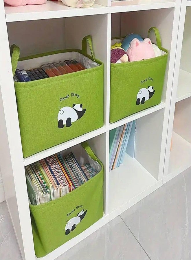 SWOPPERRY Decorative Storage Bin Large – Lime Green Panda Foldable Storage Basket with Handles for Closet & Shelf Organizing, Ideal for Toys, Clothes, Pet Supplies, and More - Image 2