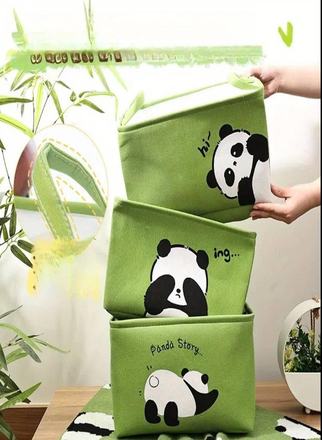 SWOPPERRY Decorative Storage Bin Large – Lime Green Panda Foldable Storage Basket with Handles for Closet & Shelf Organizing, Ideal for Toys, Clothes, Pet Supplies, and More - Image 5