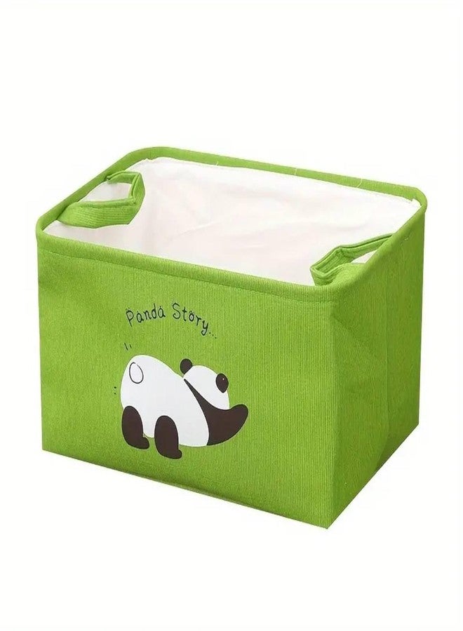 SWOPPERRY Decorative Storage Bin Large – Lime Green Panda Foldable Storage Basket with Handles for Closet & Shelf Organizing, Ideal for Toys, Clothes, Pet Supplies, and More - Image 1