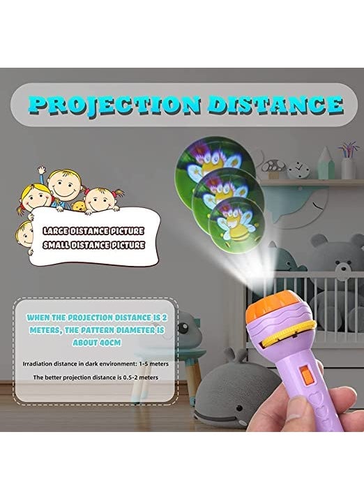 MURTISIDDH MURTISIDDH Mini Slide Projector Flashlight Torch Kids Projection Light Toy Slide Flashlight Lamp Education Learning Night Light Before Going to Bed Multicolor  - Image 5