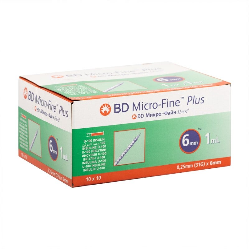 BD MICROFINE PLUS INSULIN SYR 1ML 31GX6MM 100's