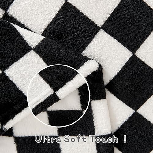 Yurhap Checkered Baby Blanket Fleece Baby Blankets for Boys Girls, Ultra Soft Cozy Fluffy Infant Toddler Newborn Receiving Blankets for Crib Stroller, 30''x40'', Black - Image 5