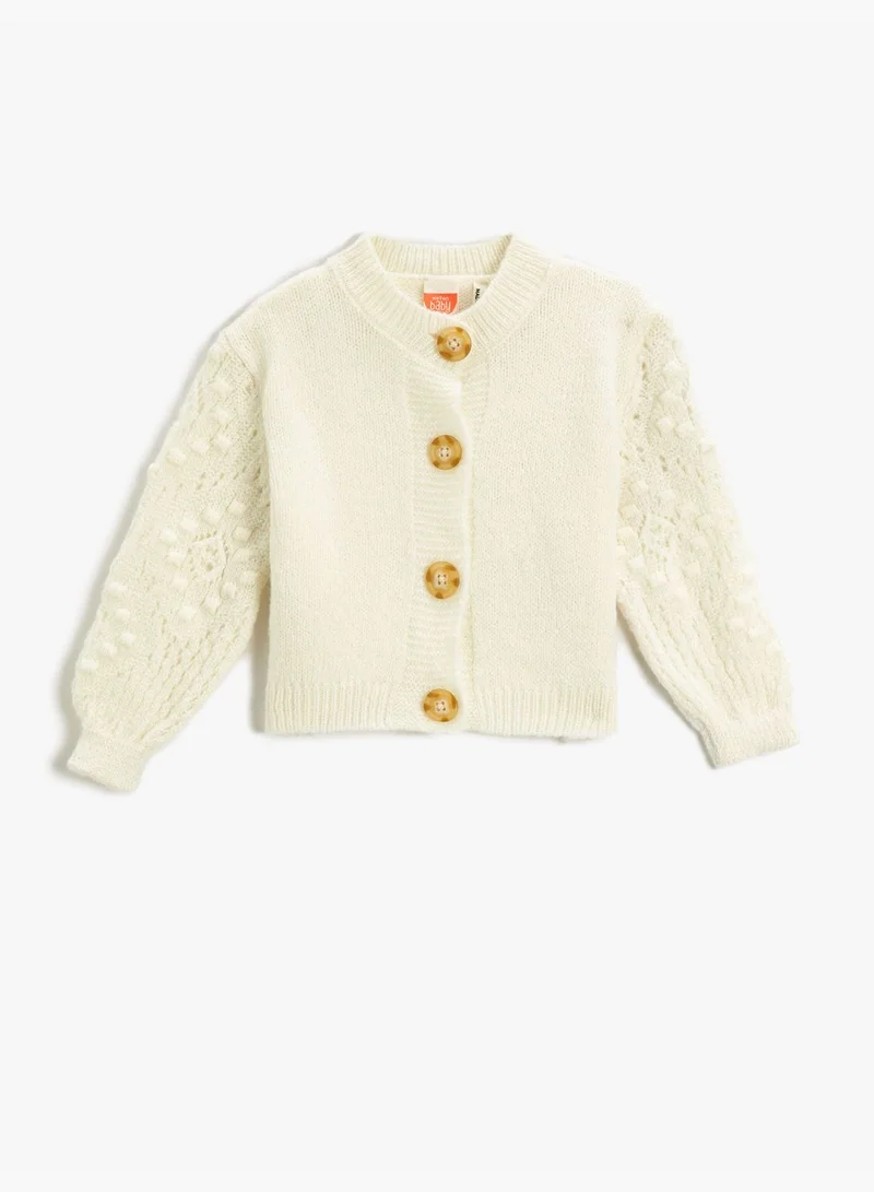 KOTON Knit Cardigan Stand-Up Neck Button Detail
