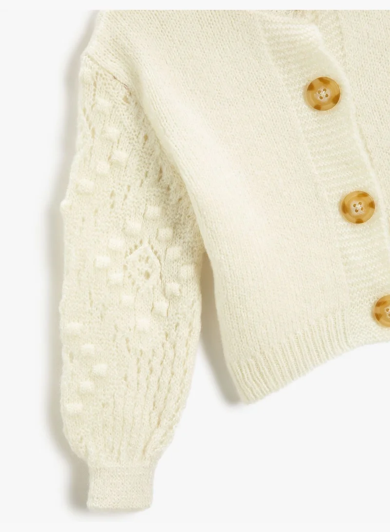 KOTON Knit Cardigan Stand-Up Neck Button Detail