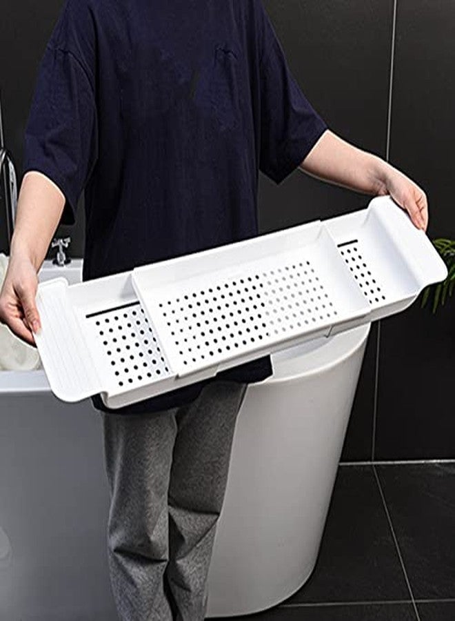 POCREATION Expandable Plastic Bathtub Tray for Bathrooms, Stable Draining Design Adjustable Bath Tub Tray with Space-Saving Drainage Holes, Universal Fit Bathtub for Bathroom Use (White) - Image 4