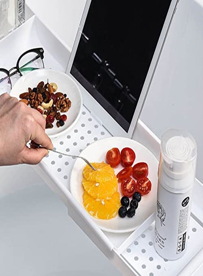 POCREATION Expandable Plastic Bathtub Tray for Bathrooms, Stable Draining Design Adjustable Bath Tub Tray with Space-Saving Drainage Holes, Universal Fit Bathtub for Bathroom Use (White) - Image 3