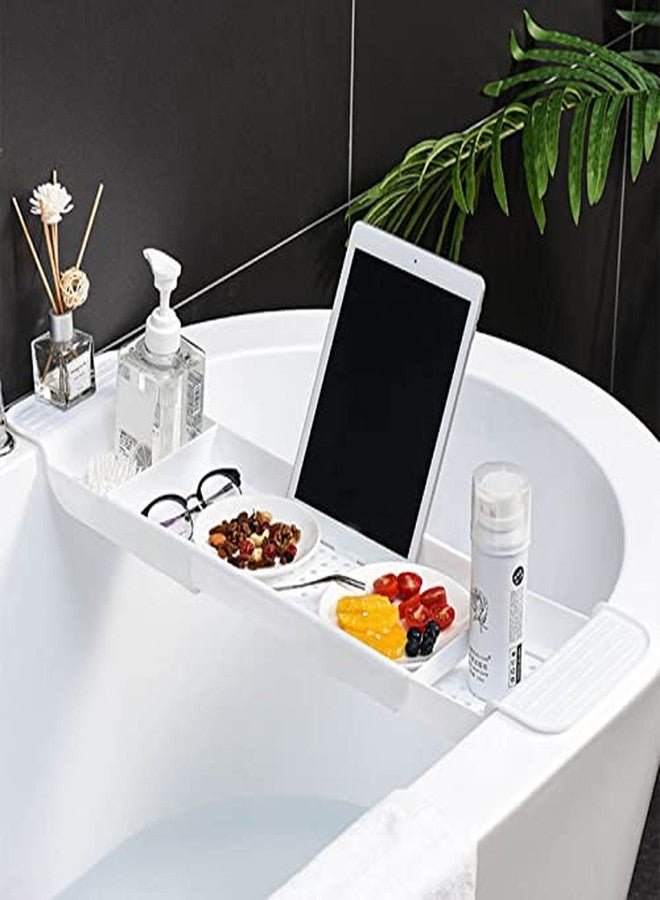POCREATION Expandable Plastic Bathtub Tray for Bathrooms, Stable Draining Design Adjustable Bath Tub Tray with Space-Saving Drainage Holes, Universal Fit Bathtub for Bathroom Use (White) - Image 2