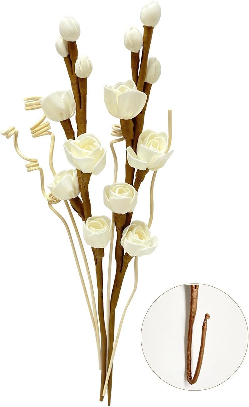 KASTWAVE Wet anti slip Reed Diffuser Sticks with White Rose Wood Flower Design, Home Fragrance Sticks for Bedroom Office Bathroom Shelf Decor, Aesthetic Room Decor Daily wear upgraded resistant material - Image 1