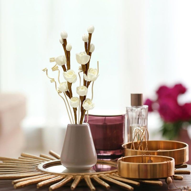 KASTWAVE Wet anti slip Reed Diffuser Sticks with White Rose Wood Flower Design, Home Fragrance Sticks for Bedroom Office Bathroom Shelf Decor, Aesthetic Room Decor Daily wear upgraded resistant material - Image 3