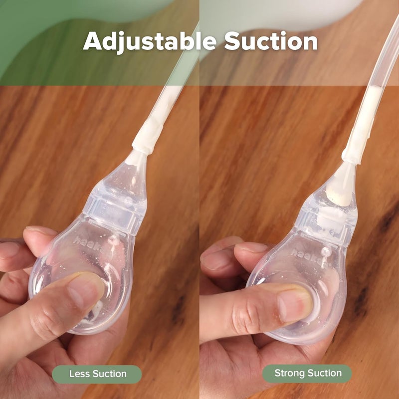 haakaa ممتص أنف الأطفال من هاكاكا سيليكون  حقنة مصاصة أنف  منظف أنف الأطفال سهل الاستخدام  خالي من BPA سيليكون، - Image 5
