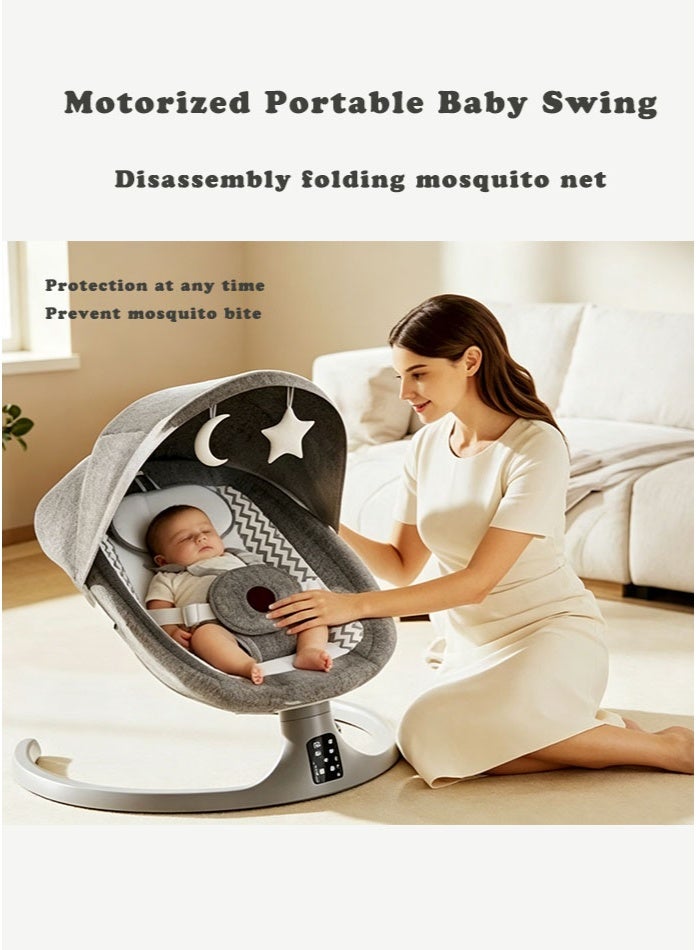 POPYPAPA 3 in 1 Electric Baby Swing, Smart Baby Rocker & Bouncer with App & Remote Control, 5 Speeds, 180° Recline, Bluetooth Music, Motion Sensor, Extra-Wide Seat for Newborns - Image 2