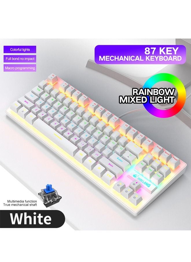 Generic - 87 Keys Punk Mechanical Gaming Gaming Keyboard White - Image 1