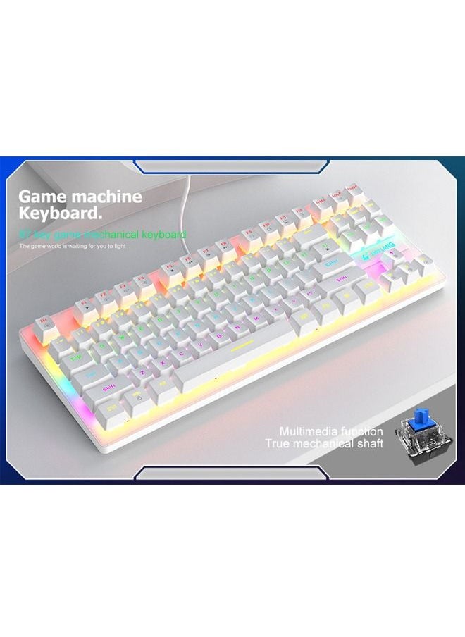 Generic - 87 Keys Punk Mechanical Gaming Gaming Keyboard White - Image 1