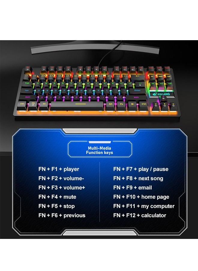 Generic - 87 Keys Punk Mechanical Gaming Gaming Keyboard White - Image 1