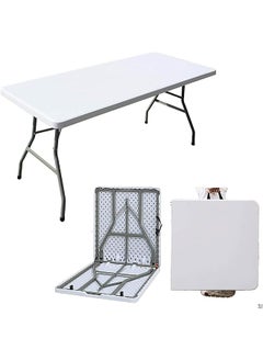 Plastic Portable Picnictable Table 6Ft Folding Table Heavy Duty ​Folding Trestle Table With Carrying Handle For Garden Camping Bbq Dining Picnic Patio Party Catering Buffet Table
