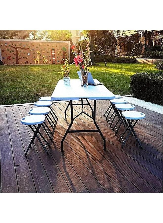 SHOWAY - Plastic Portable Picnictable Table 6Ft Folding Table Heavy Duty ​Folding Trestle Table With Carrying Handle For Garden Camping Bbq Dining Picnic Patio Party Catering Buffet Table - Image 1
