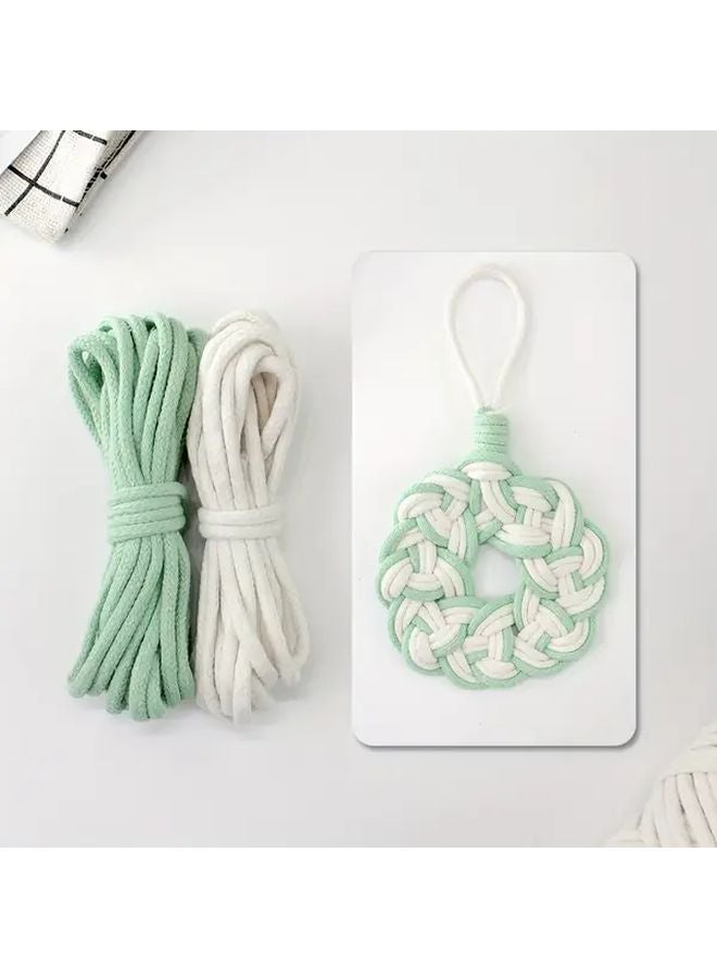 Macrame Coaster DIY Kit For Beginners With Tutorial 9 Colors Matcha Green Natural Color - Image 1