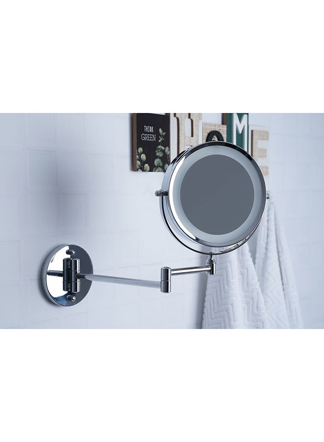 Pan Home مرآة زينة روزلين مزدوجة الجوانب مع إضاءة ليد من الكروم 22×4×28.5 سم - Image 1