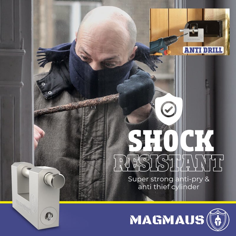 MagmausÂ® RTL70 [Armoured] High Security Padlock â€“ Heavy Duty Container Lock with 0.70â€ Shackle Clearance & 0.39â€ Thick Bolt â€“ Weatherproof Outdoor Lock for Storage Unit, Shed, Gate, Garage - 3 Keys - Image 4
