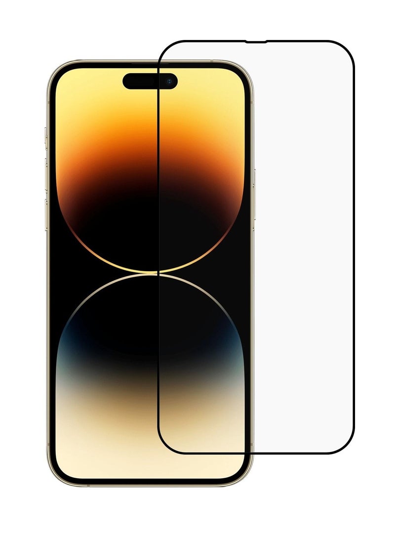 BORTONY Tempered Glass Screen Protector (14 Pro) Film Full Coverage Edge to Edge Case Friendly 9D Screen Protector For Apple iPhone 14 Pro 6.1'' Clear/BLACK - Image 1