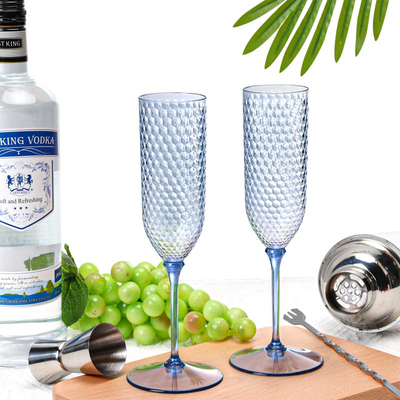 XUWAIDSGN 48 Pack Blue Detachable 2 piece Champagne Flutes 5.5 Oz Unbreakable Plastic Mimosa Disposable Champagne Glasses Drinking Cups Stemmed Reusable Wine Toasting Glasses for Wedding - Image 4