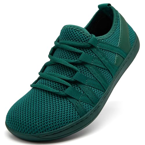 Linenghs Barefoot Shoes Women Fashion Sneakers Minimalist Wide Width Toe Box Zero Drop Size 8 Ladies Comfortable Soft Stretch Dark Green 39 - Image 1
