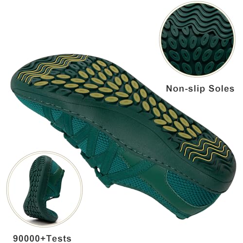 Linenghs Barefoot Shoes Women Fashion Sneakers Minimalist Wide Width Toe Box Zero Drop Size 8 Ladies Comfortable Soft Stretch Dark Green 39 - Image 5