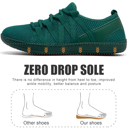 Linenghs Barefoot Shoes Women Fashion Sneakers Minimalist Wide Width Toe Box Zero Drop Size 8 Ladies Comfortable Soft Stretch Dark Green 39 - Image 3
